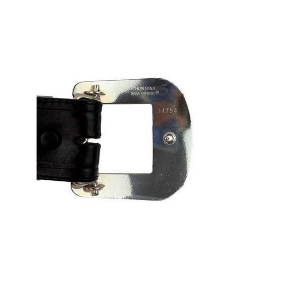 *Montana Silversmiths Tony Lama Tooled Leather Western Belt Mens 40 Black Brown - Picture 16 of 16